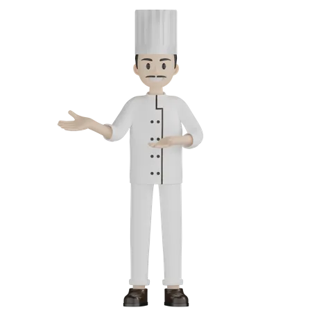 Male Chef Showing Something  3D Illustration