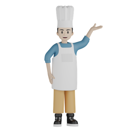 Male chef showing something up  3D Illustration