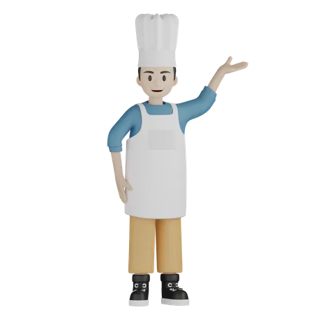 Male chef showing something up  3D Illustration