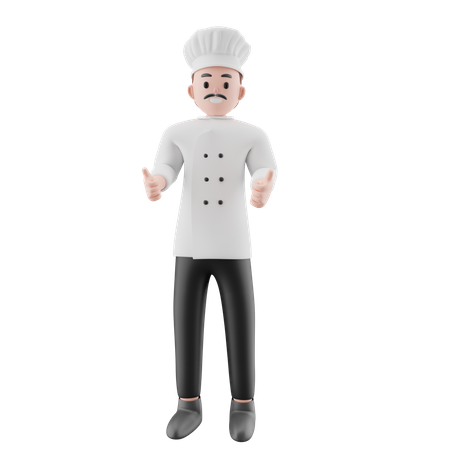 Male Chef showing thumbs up  3D Illustration