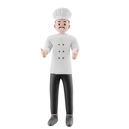 Male Chef showing thumbs up  3D Illustration