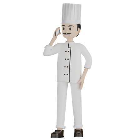 Male Chef Talking On Phone  3D Illustration