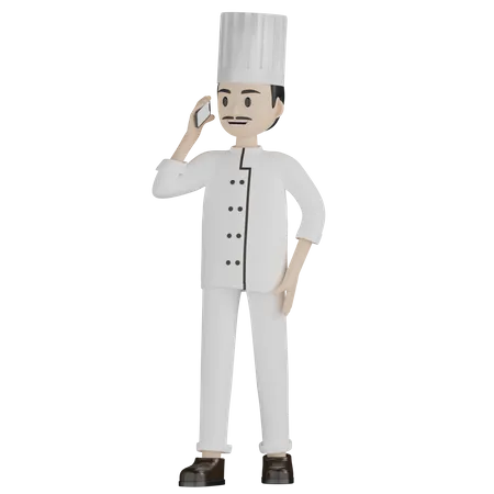 Male Chef Talking On Phone  3D Illustration