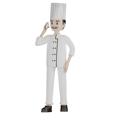 Male Chef Talking On Phone 3D Illustration