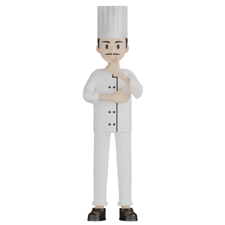 Male Chef Thinking Something  3D Illustration