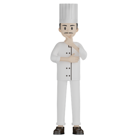Male Chef Thinking Something 3D Illustration