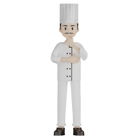 Male Chef Thinking Something  3D Illustration