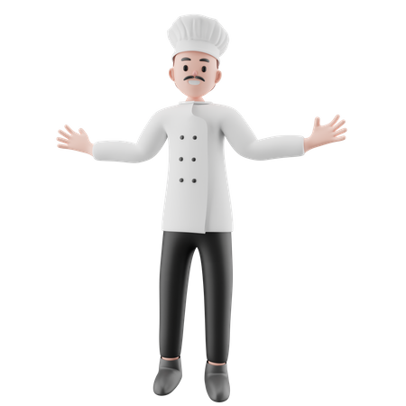 Male Chef with wide open arms  3D Icon