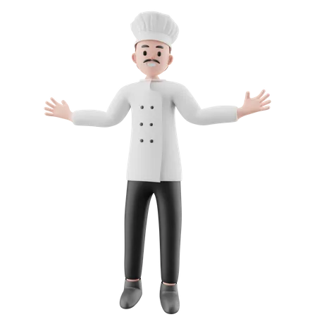 Male Chef with wide open arms  3D Illustration