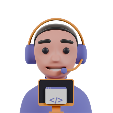 Male Coder  3D Icon