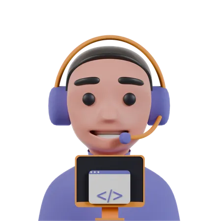Male Coder  3D Icon