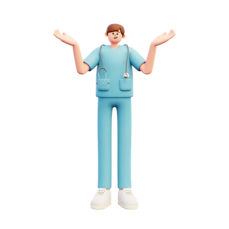 Male Confused Doctor  3D Illustration