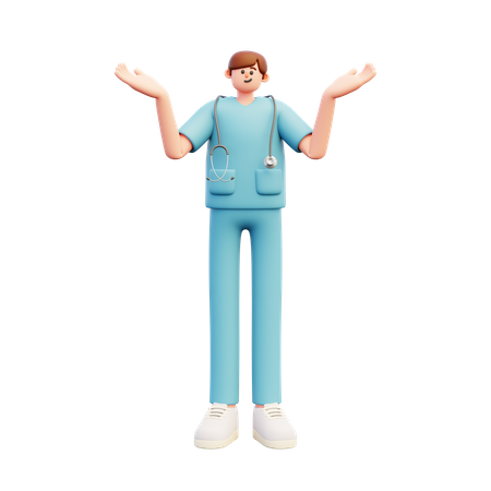 Male Confused Doctor  3D Illustration