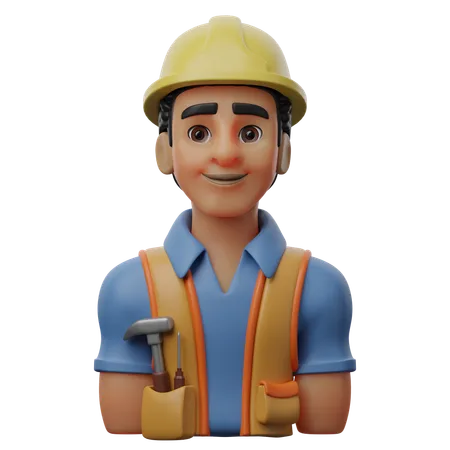 Male Construction Worker  3D Icon