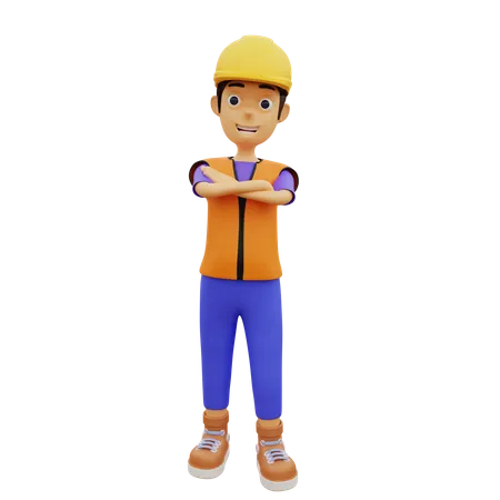 Male construction worker  3D Illustration