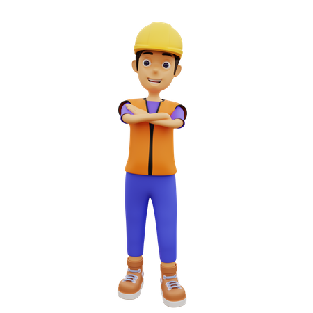 Male construction worker 3D Illustration