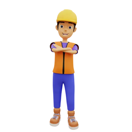Male construction worker 3D Illustration