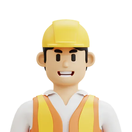 Male Construction Worker Character 3D Icon