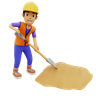 construction worker digging 3d illustration