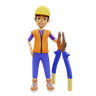 3d happy male construction worker illustration