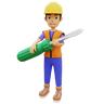 3ds of worker holding screwdriver