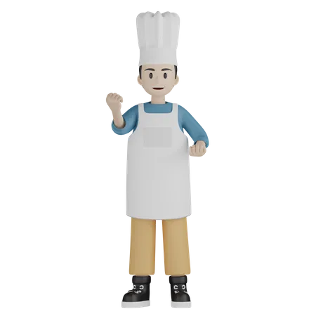 Male cook celebrate success  3D Illustration