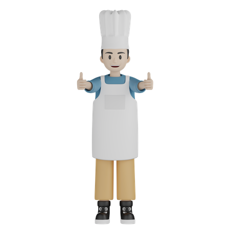Male cook showing double thumbs up  3D Icon