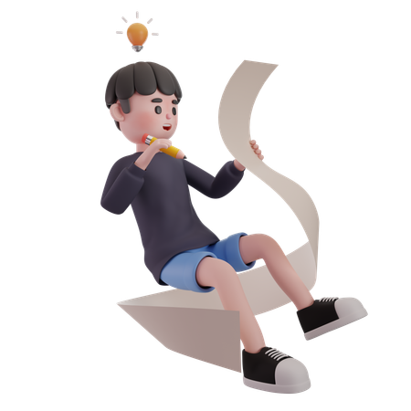 Male Copywriter Getting Idea  3D Icon