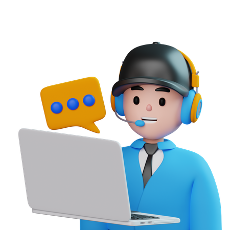 Male Customer Call Service  3D Icon