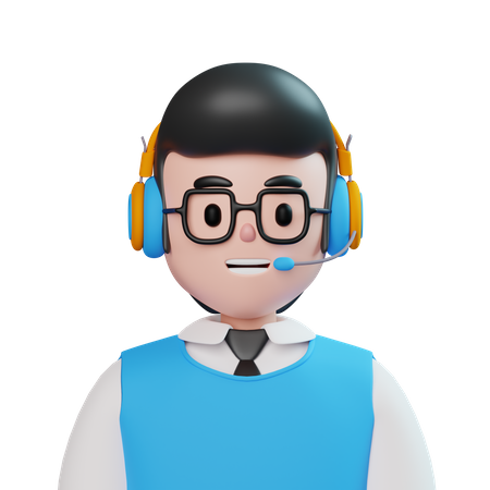 Male Customer Call Service  Portrait 3D Icon