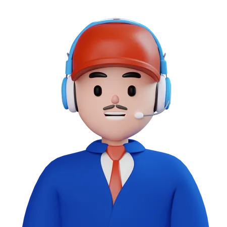 Male Customer Call Service  With Cap  3D Icon