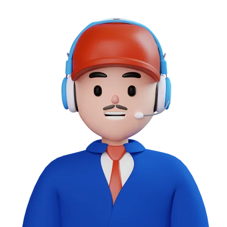 Male Customer Call Service  With Cap 3D Icon
