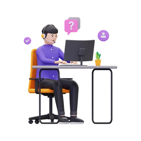 Male customer care agent  3D Illustration