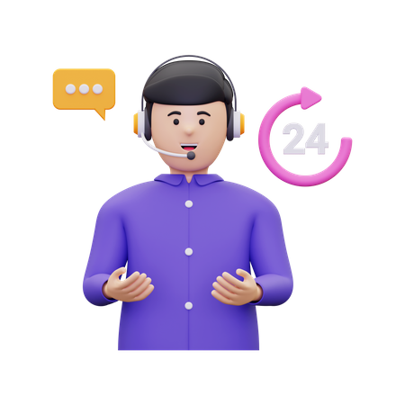 Male customer care agent available 24 hours  3D Icon