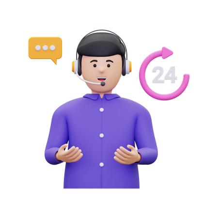 Male customer care agent available 24 hours  3D Illustration