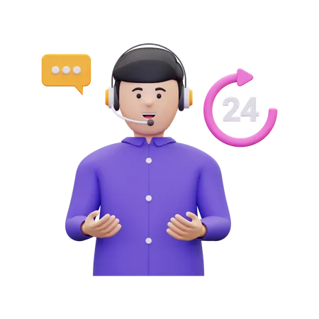 Male customer care agent available 24 hours  3D Illustration