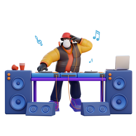 Male DJ playing music  3D Illustration