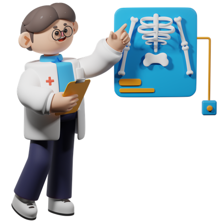 Male Doctor Check Bone Report (X-Ray)  3D Icon