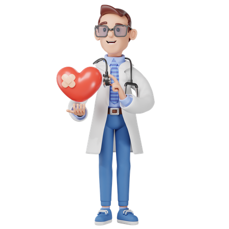 Male Doctor Checking Health  3D Illustration