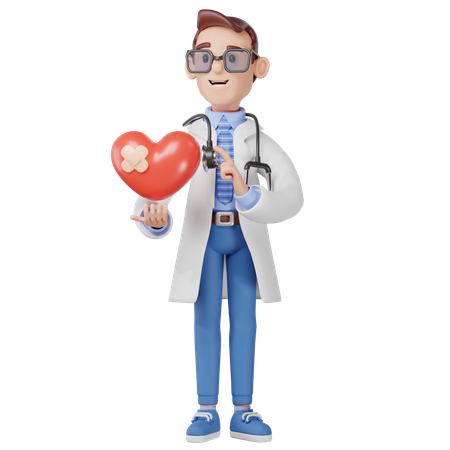 Male Doctor Checking Health  3D Illustration