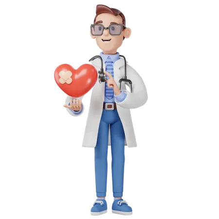 Male Doctor Checking Health  3D Illustration