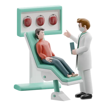 Male doctor doing checkup of patient  3D Illustration