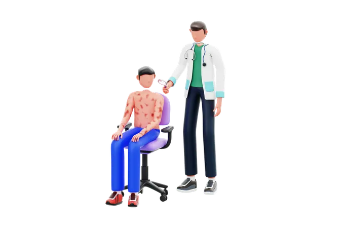 피부과 치료를 하는 남자 의사  3D Illustration