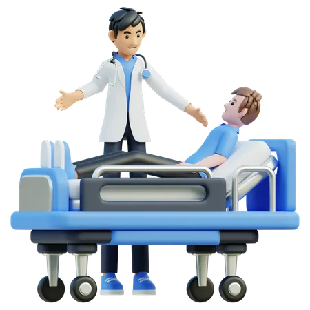 Male doctor examines patient  3D Illustration