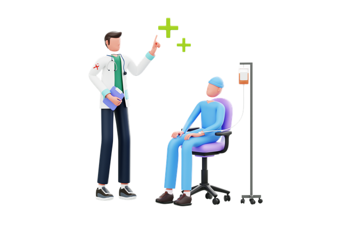 Male Doctor Explaining About Cancer To Patient  3D Icon