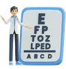 Male doctor eye test using an eye chart