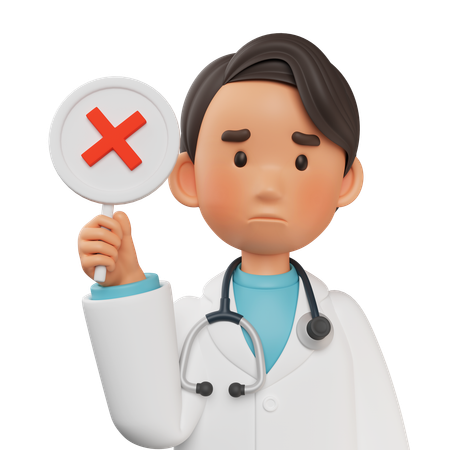 Male Doctor Holding Cross Sign  3D Illustration