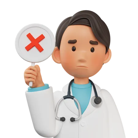 Male Doctor Holding Cross Sign  3D Illustration