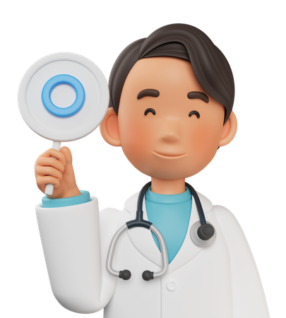 O 사인을 들고 있는 남성 의사  3D Icon