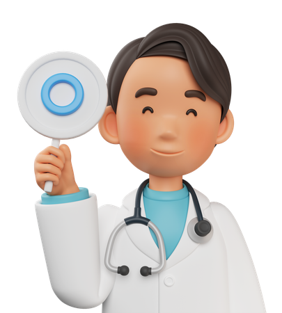 Male Doctor Holding O Sign  3D Illustration
